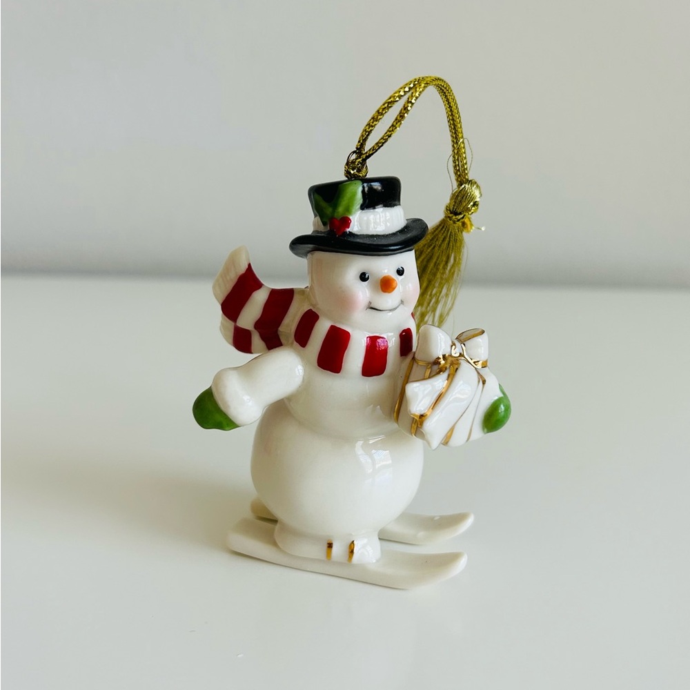 Vintage Lenox “Very Merry Porcelain Ornaments” Skiing Snowman